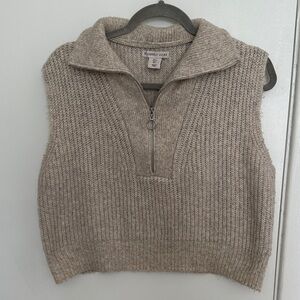 Sincerely Jules Taupe Cowl Neck Sweater Vest Cropped
